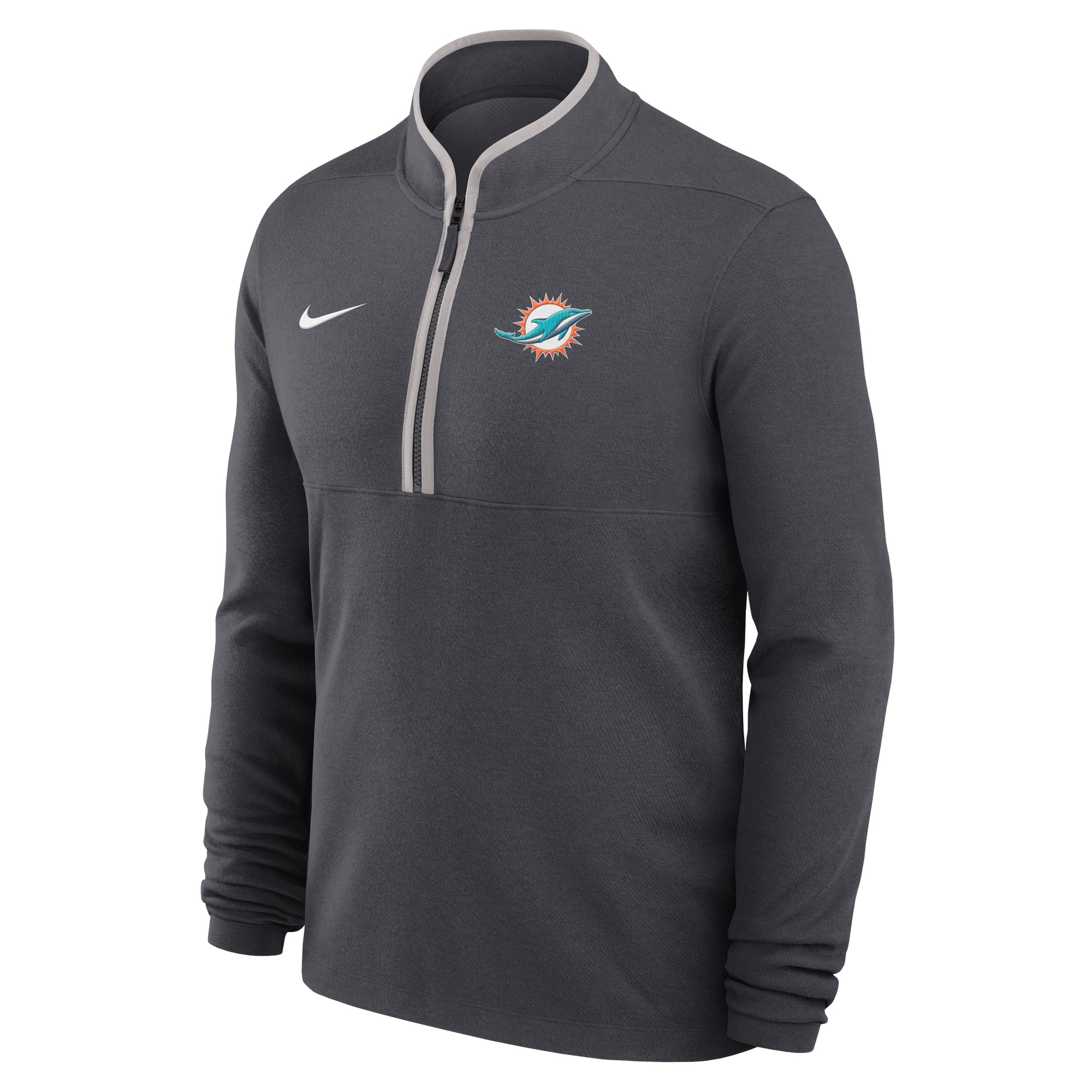 Men's Nike Anthracite Miami Dolphins Primetime Victory Dri-FIT Half-Zip Pullover